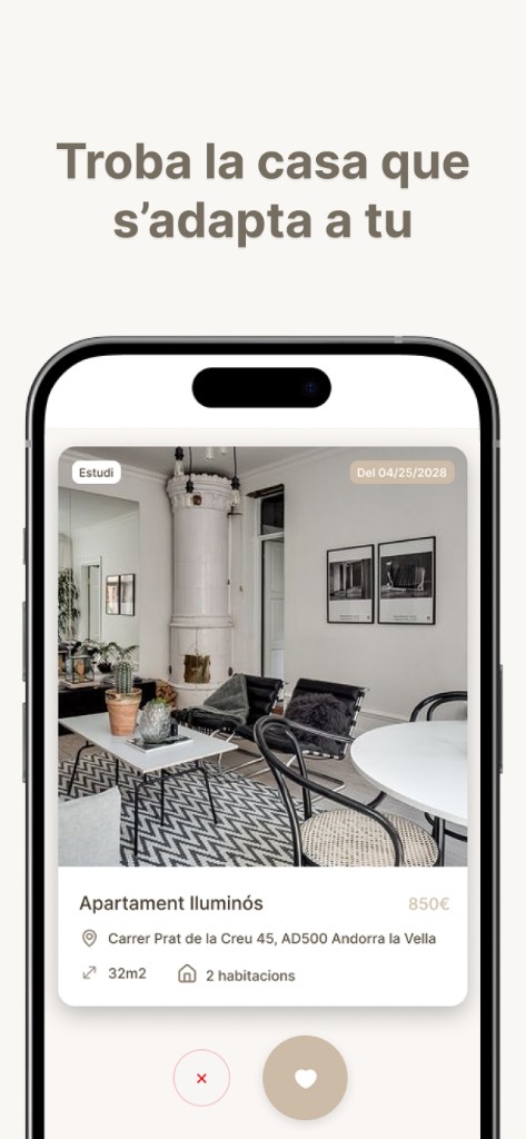 Exploration d’annonces avec swipe et filtres, Clau i Clau