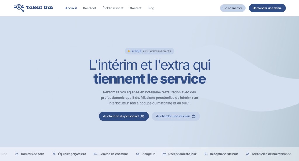 Accueil Talent Inn, intérim et extra pour l’hôtellerie-restauration